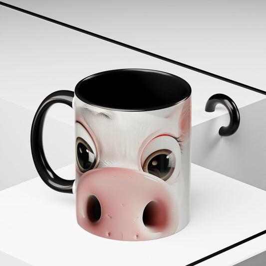 Mug with a cow face design on a white background