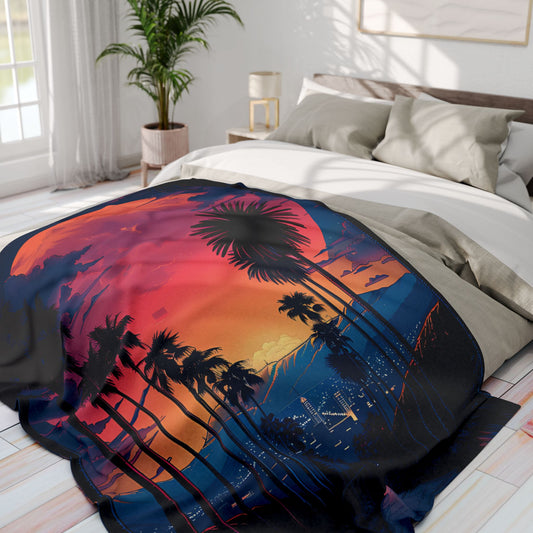 Vibrant Sunset Fleece Blanket