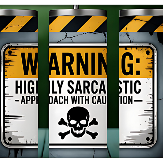Three cans with warning labels and a skull and crossbones symbol on a dark background