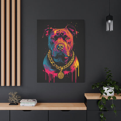Neon Pitbull Canvas Art, Pet Lover Wall Decor, Modern Home Decor, Unique Gift for Dog Lovers, Vibrant Animal Portrait - VYBE Shop