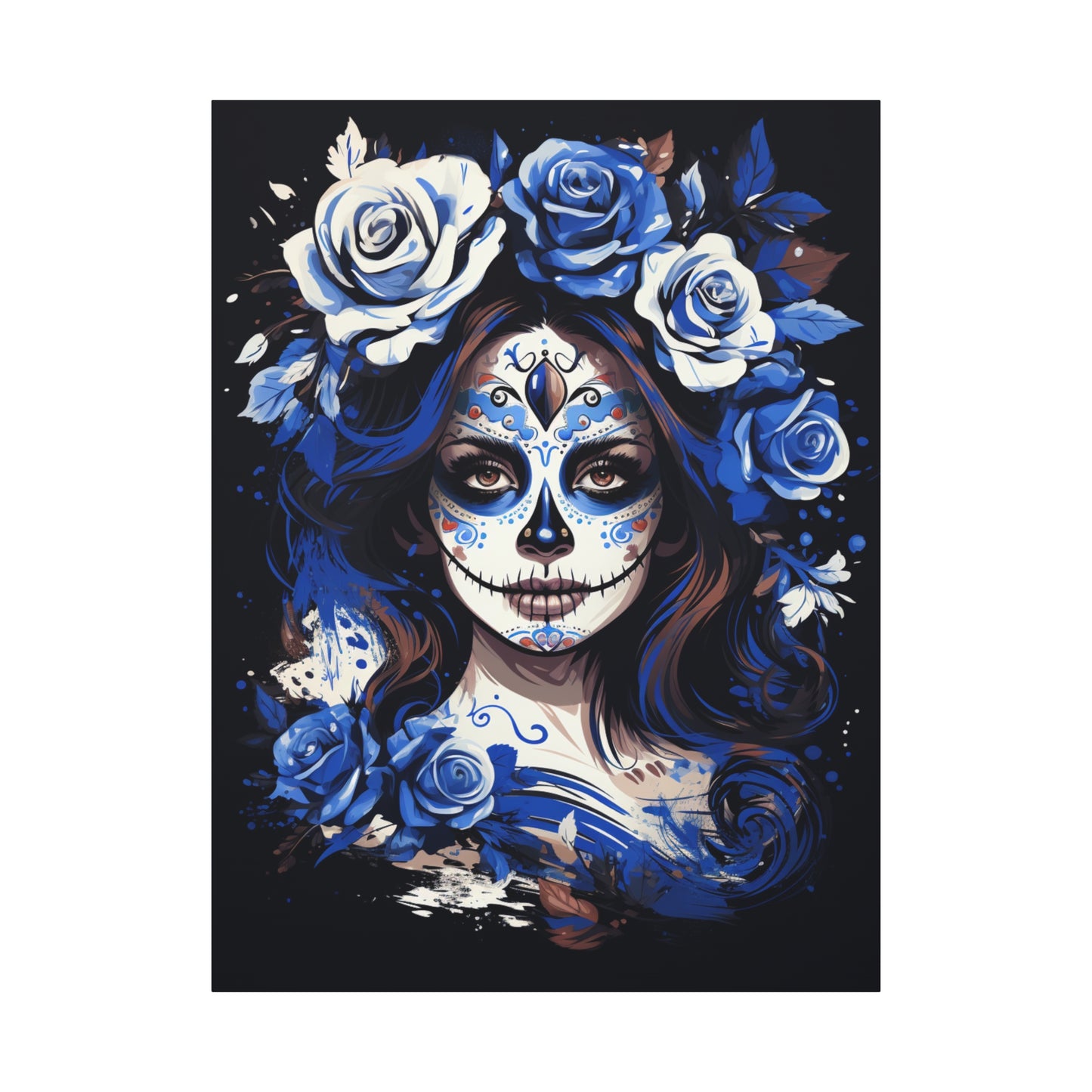 Vibrant Sugar Skull Canvas Art, Day of the Dead Decor, Wall Art, Gift for Art Lovers, Unique Home Decoration, Boho Style Art - VYBE Shop