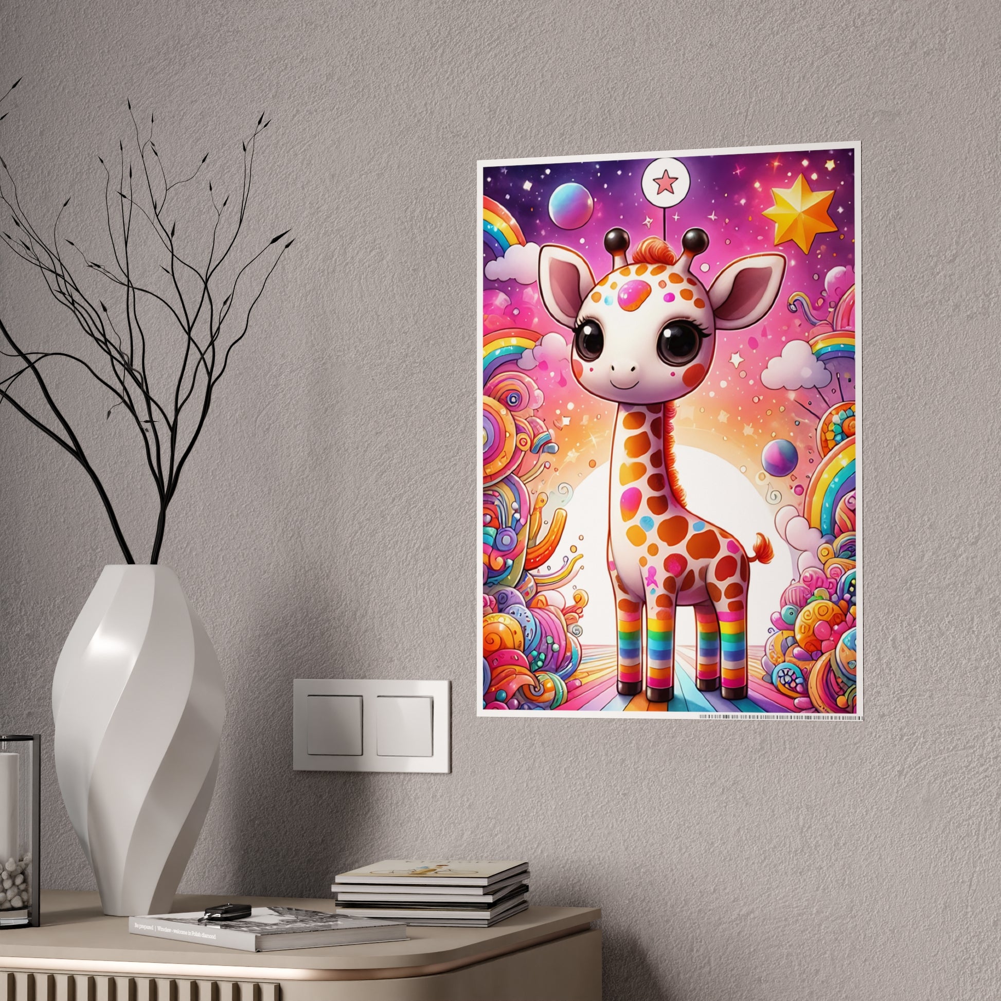 Colorful Giraffe Art Poster, Cute Wall Decor - VYBE Shop