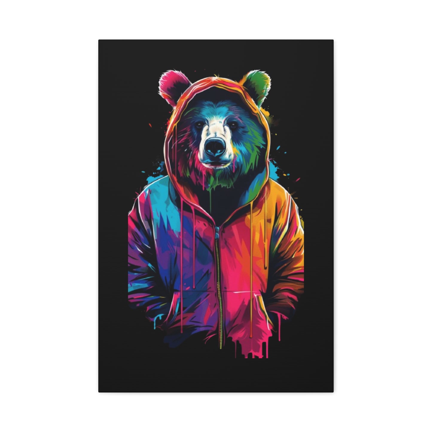 Vibrant Bear Canvas Art, Colorful Wall Decor, Modern Animal Painting, Home Aesthetic, Unique Gift Idea, Wildlife Lover Decor - VYBE Shop