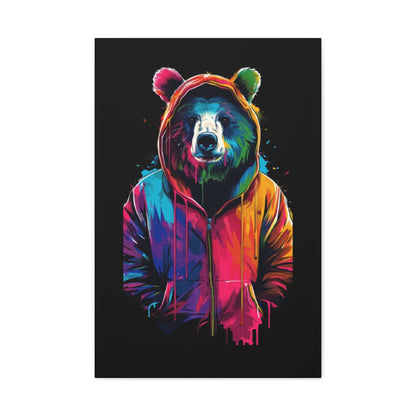 Vibrant Bear Canvas Art, Colorful Wall Decor, Modern Animal Painting, Home Aesthetic, Unique Gift Idea, Wildlife Lover Decor - VYBE Shop