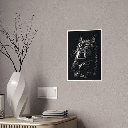 Cat Chic Cat Art Poster, Wine Lover Decor, Cat Poster, Pet Lover Gift, Wall Art Print - VYBE Shop