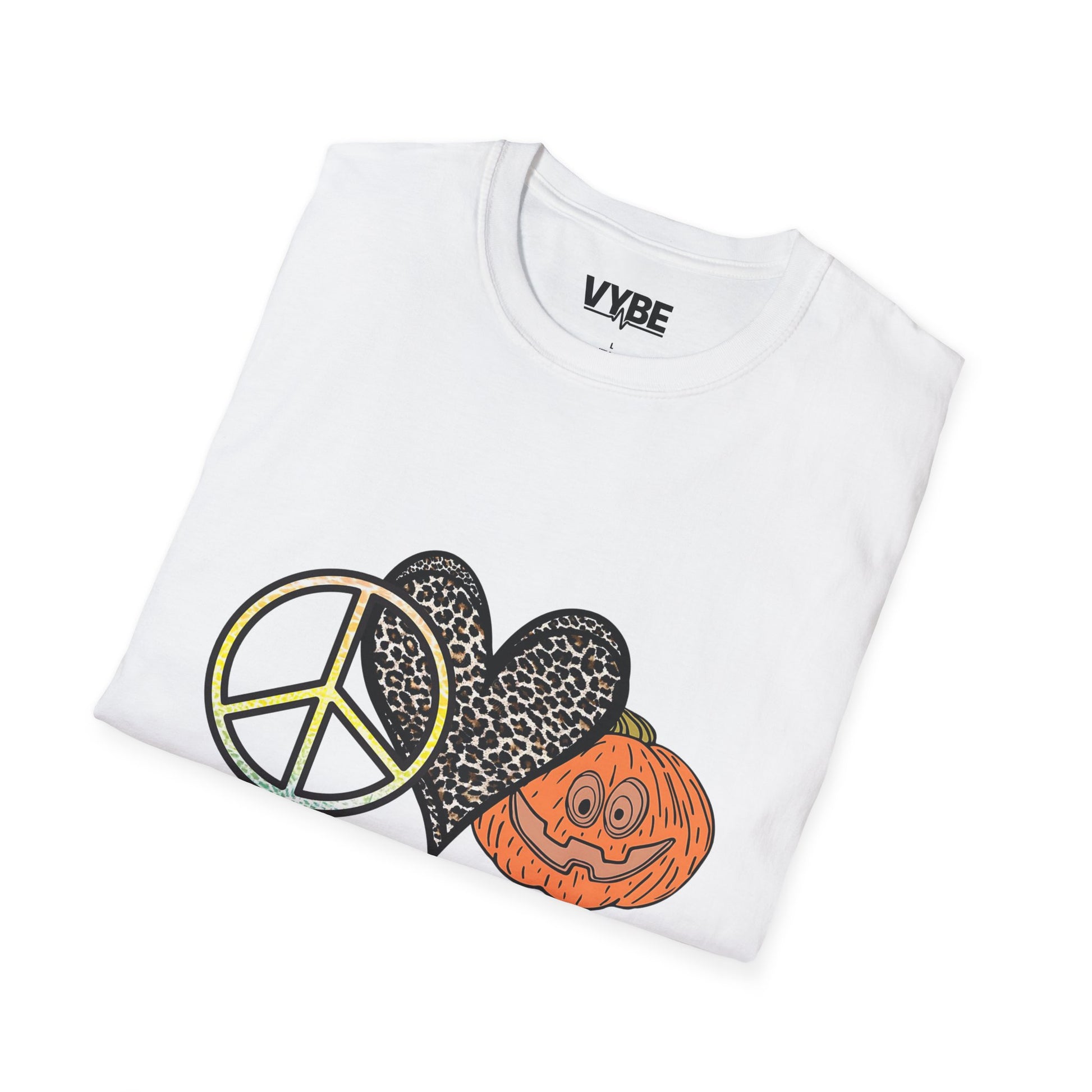 Fall- Vibes Unisex T-Shirt - Peace Love Fall, Autumn Tee, Halloween Shirt, Cozy Casual Wear, Gift for Pumpkin Lovers - VYBE Shop