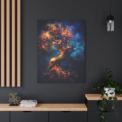 Galactic Tree Canvas Print, Vibrant Cosmic Art, Home Décor, Gift for Nature Lovers, Unique Wall Art, Space-Themed Decoration - VYBE Shop