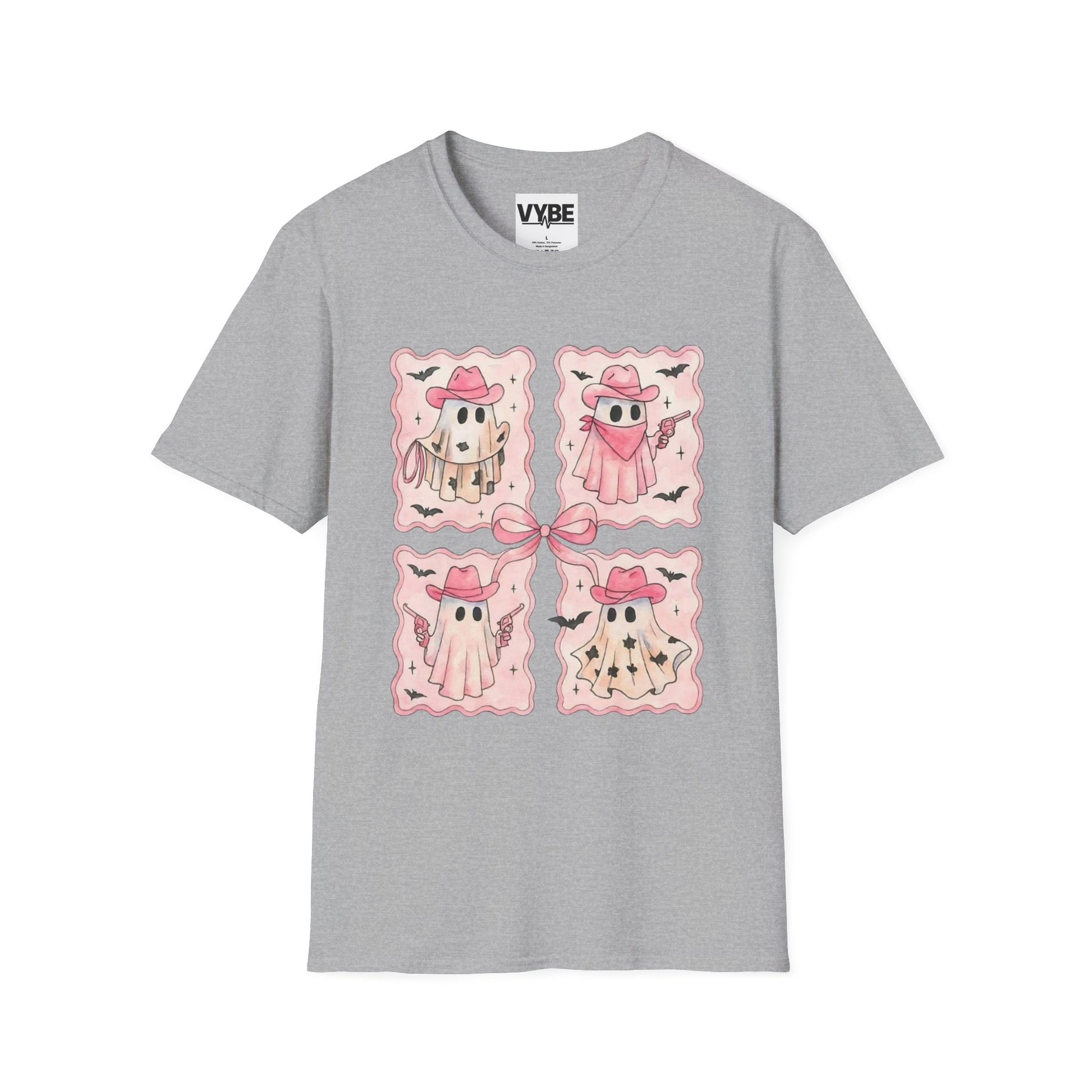 Halloween- Cute Ghosts Unisex T-Shirt, Halloween Tee, Funny Graphic Shirt, Gift for Ghost Lovers, Pink Halloween - VYBE Shop