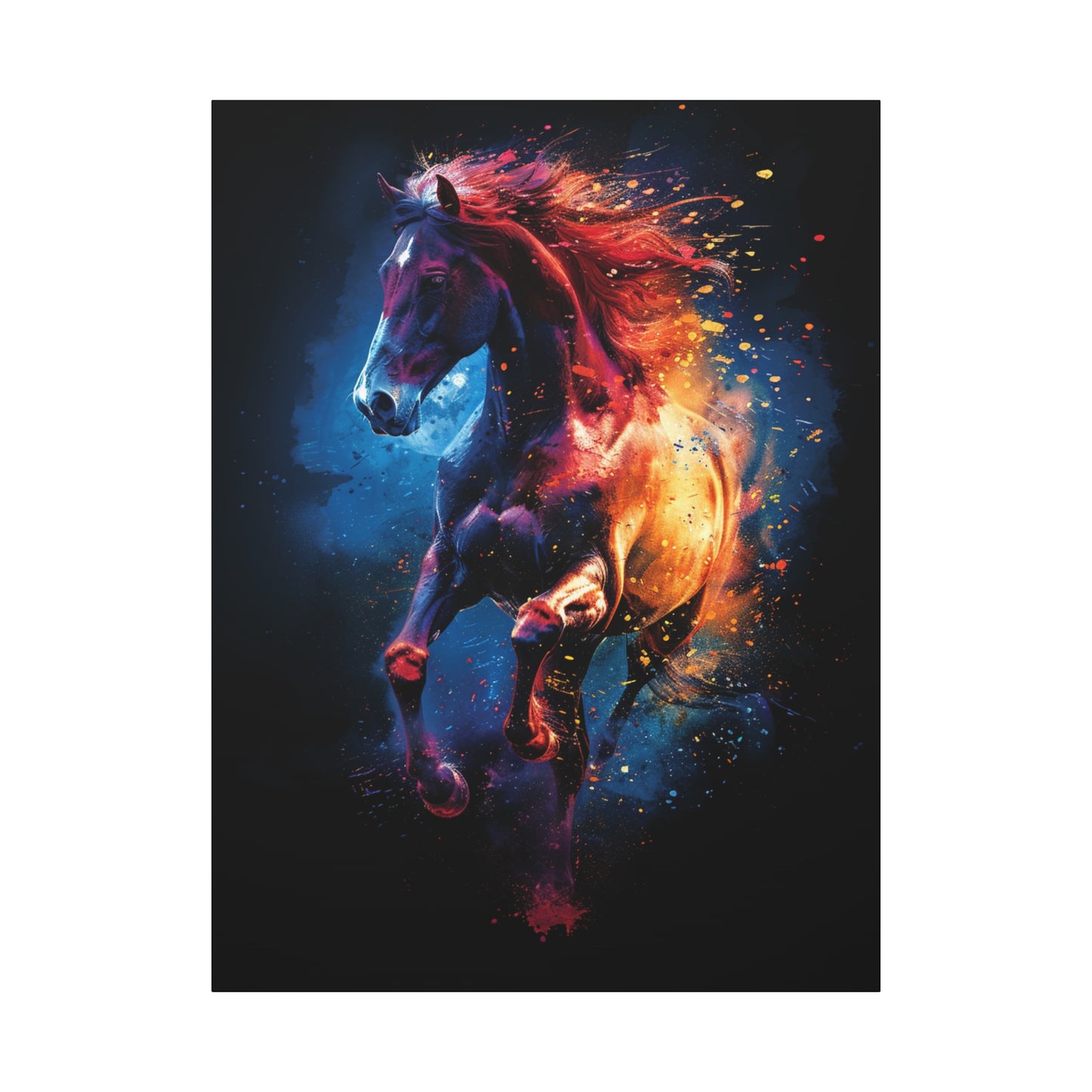 Vibrant Horse Art Canvas Print, Colorful Horse Wall Decor, Equine Artwork for Horse Lovers, Unique Gift for Animal Enthusiasts, Home Decor - VYBE Shop