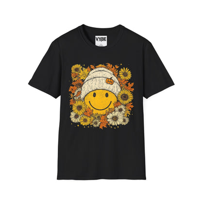 Fall- Happy Smile T-Shirt, Unisex Tee, Fall Fashion, Cute Graphic Shirt, Perfect for Autumn, Gifts for Her - VYBE Shop