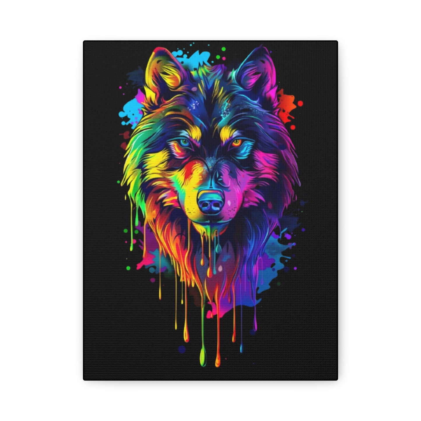Neon Wolf Canvas Wall Art, Colorful Animal Decor, Home Office Decoration, Unique Gift for Nature Lovers, Modern Art Print, Wildlife [...] - VYBE Shop