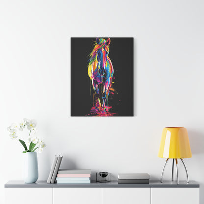 Neon Horse Canvas Art Print, Colorful Wall Decor for Animal Lovers, Horse Lover Gift, Equine Home Decor, Art for Kids Room - VYBE Shop