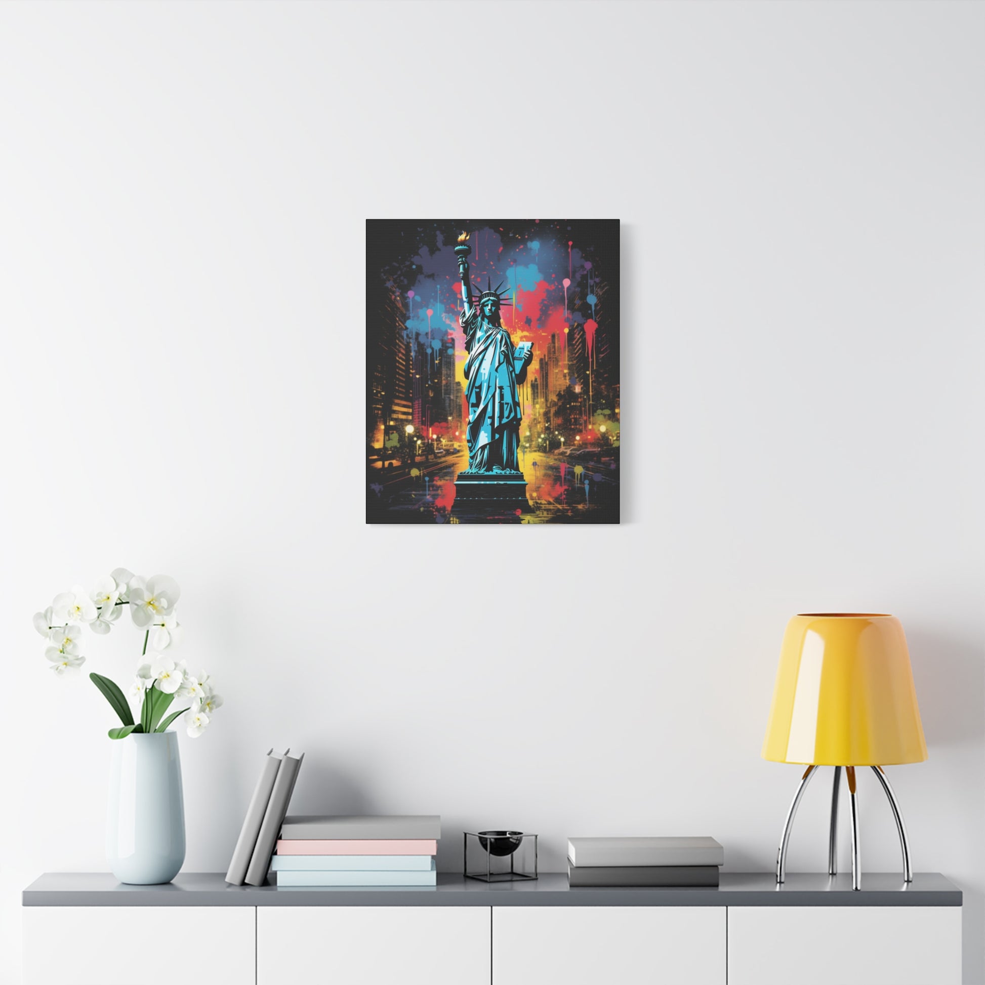 Colorful Liberty Canvas Wall Art, New York City Decor, Gift for Patriot, Home Office Wall Art, Vibrant Modern Artwork - VYBE Shop