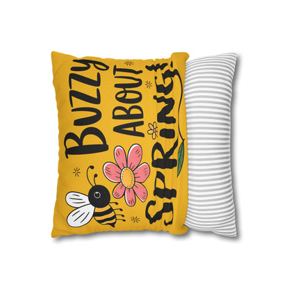 Buzzing Spring Pillowcase - Bee Themed Decorative Cushion Cover for Spring Home Decor and Floral Accent Gifts - VYBE Shop