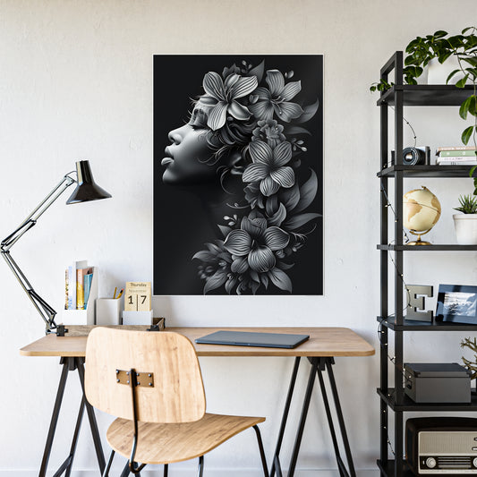 AfroArt Floral Portrait Poster - Elegant Floral Portrait Gloss Wall Art Print - VYBE Shop