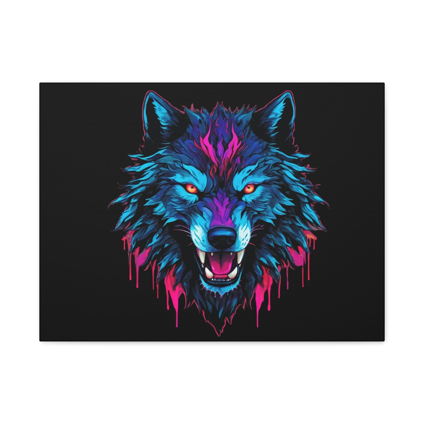 Neon Wolf Canvas Art, Colorful Wolf Wall Decor, Animal Lover Gift, Bold Home Decoration, Unique Art Print - VYBE Shop