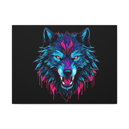 Neon Wolf Canvas Art, Colorful Wolf Wall Decor, Animal Lover Gift, Bold Home Decoration, Unique Art Print - VYBE Shop