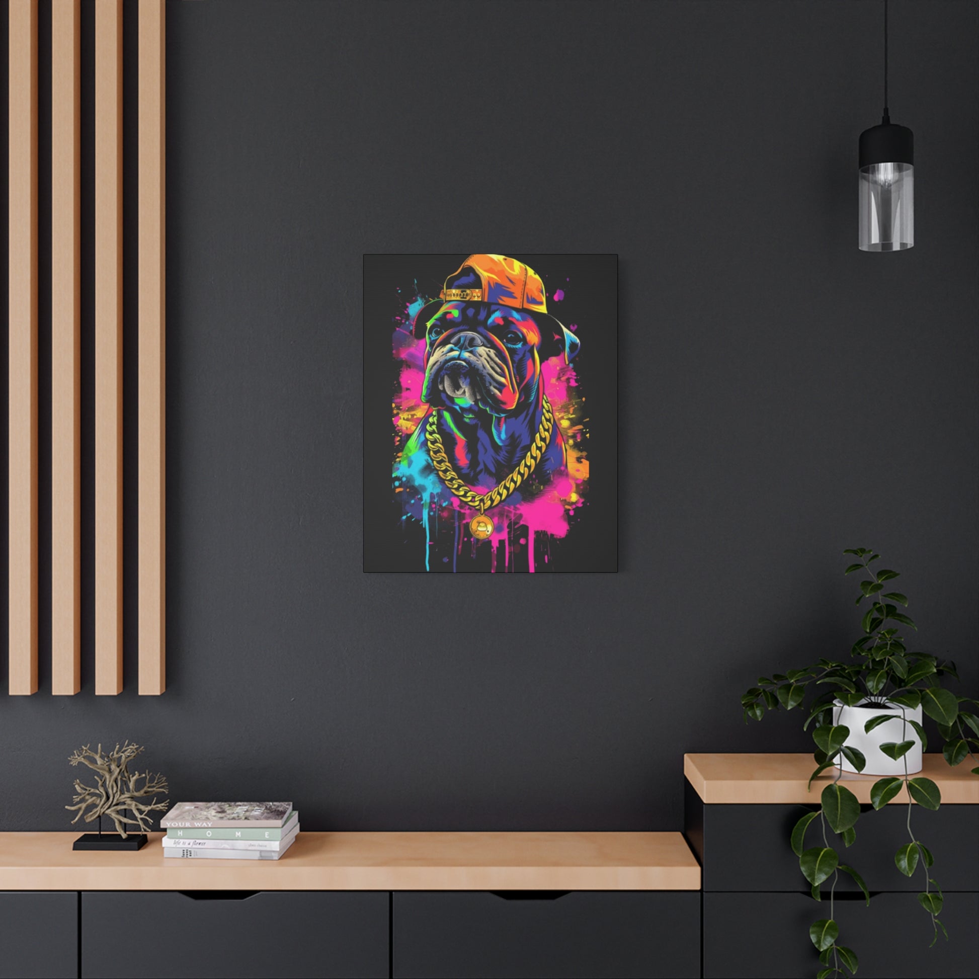 Vibrant Dog In Chain Canvas Print - VYBE Shop
