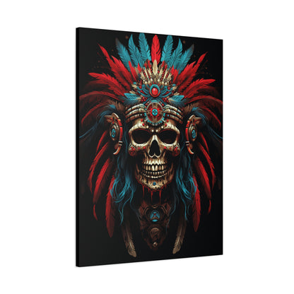 Bohemian Skull Canvas Print, Wall Art, Home Decor, Unique Gift, Ethnic Artwork, Colorful Wall Hanging - VYBE Shop