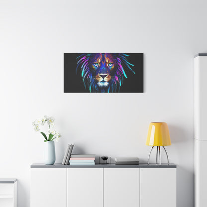 Neon Lion Canvas Wall Art, Colorful Home Decor, Animal Lover Gift, Jungle Theme Room Decoration, Unique Artwork for Living Room, [...] - VYBE Shop