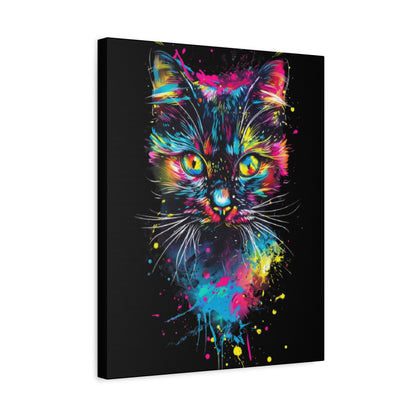 Vibrant Cat Art Canvas Wall Decor, Colorful Cat Portrait, Animal Wall Art, Cat Lover Gift, Home Decor - VYBE Shop