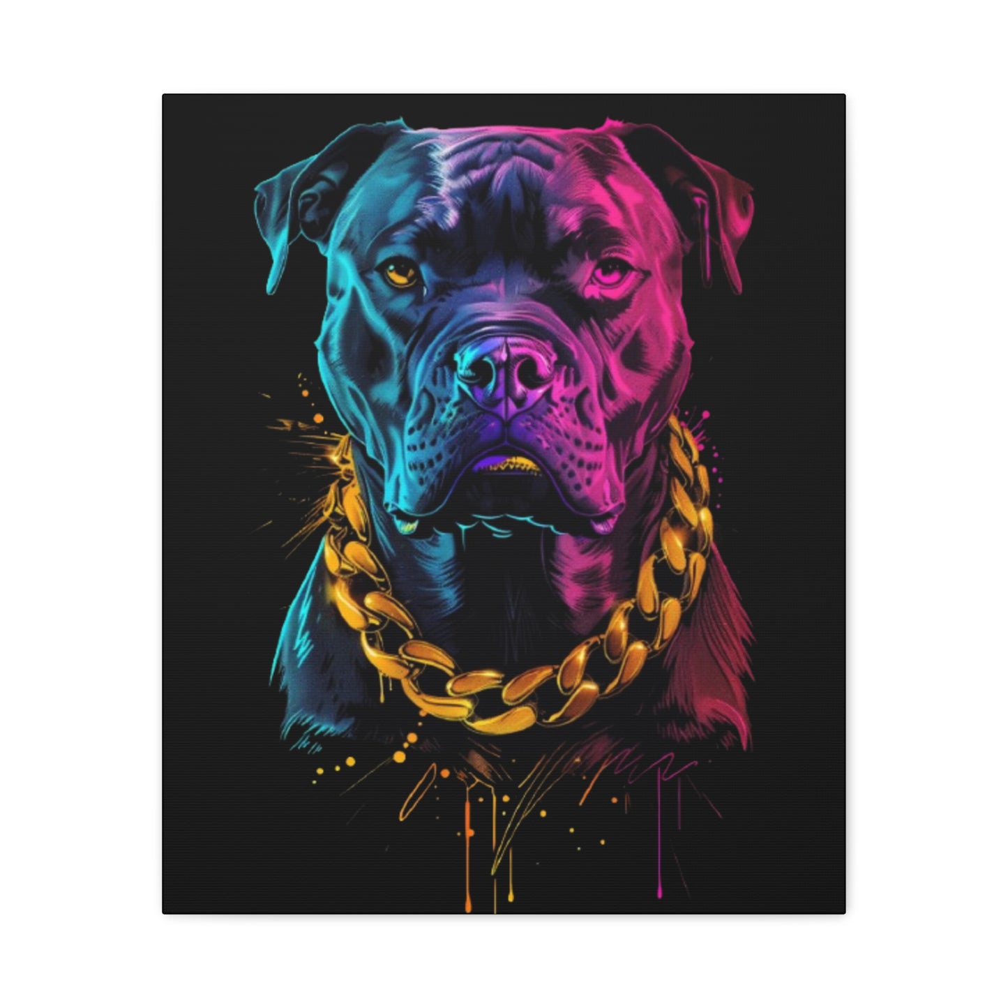 Neon Dog Portrait Canvas Print, Colorful Pet Art Wall Decor, Dog Lover Gift, Home Decoration, Unique Pet Memorial - VYBE Shop