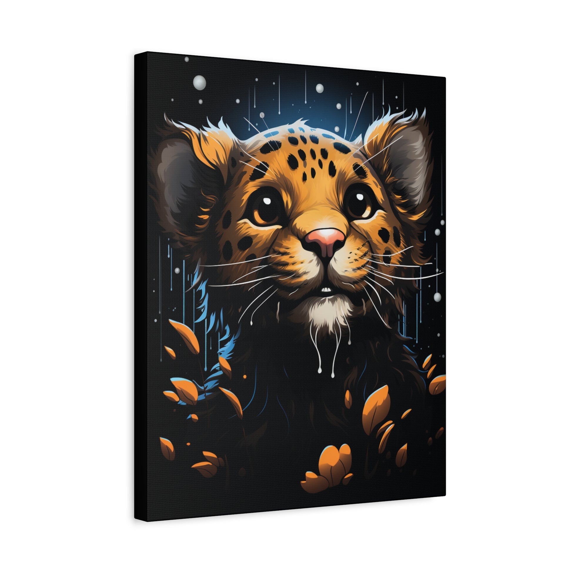 Playful Leopard Canvas Art Print, Cute Animal Wall Decor, Children's Room Decoration, Gift for Animal Lovers, Wild Animal Print - VYBE Shop