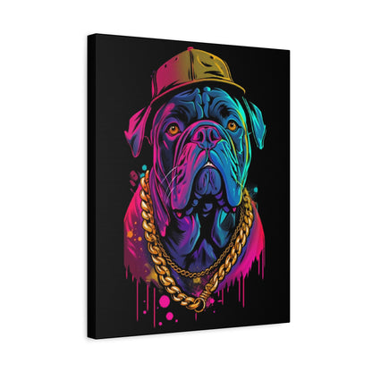 Neon Bulldog Canvas Art, Colorful Dog Wall Decor, Funky Pet Portrait, Dog Lover Gift, Unique Home Decoration - VYBE Shop