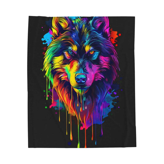 Colorful Wolf Plush Blanket