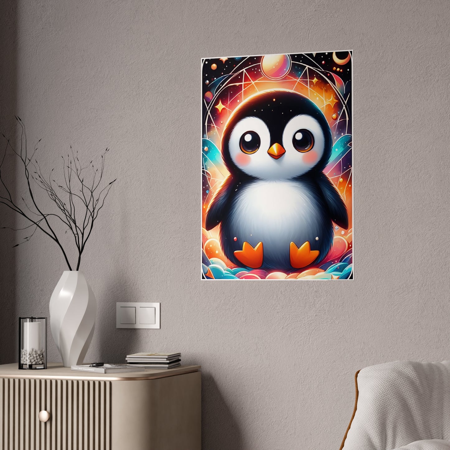 Whimsical Penguin Art Poster, Colorful Wall Decor - VYBE Shop