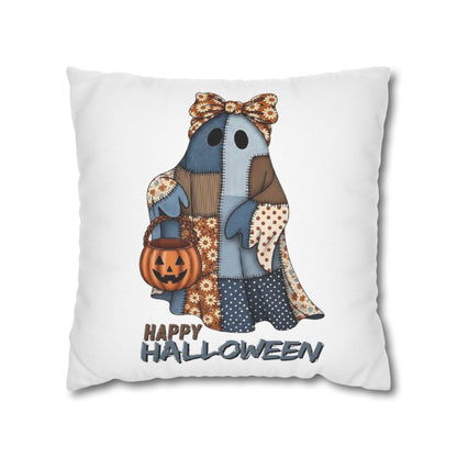 Halloween Ghost Pillowcase | Spun Polyester Cushion Cover, Fall Decor, Spooky Home, Cozy Halloween, Gift for Halloween Lovers - VYBE Shop