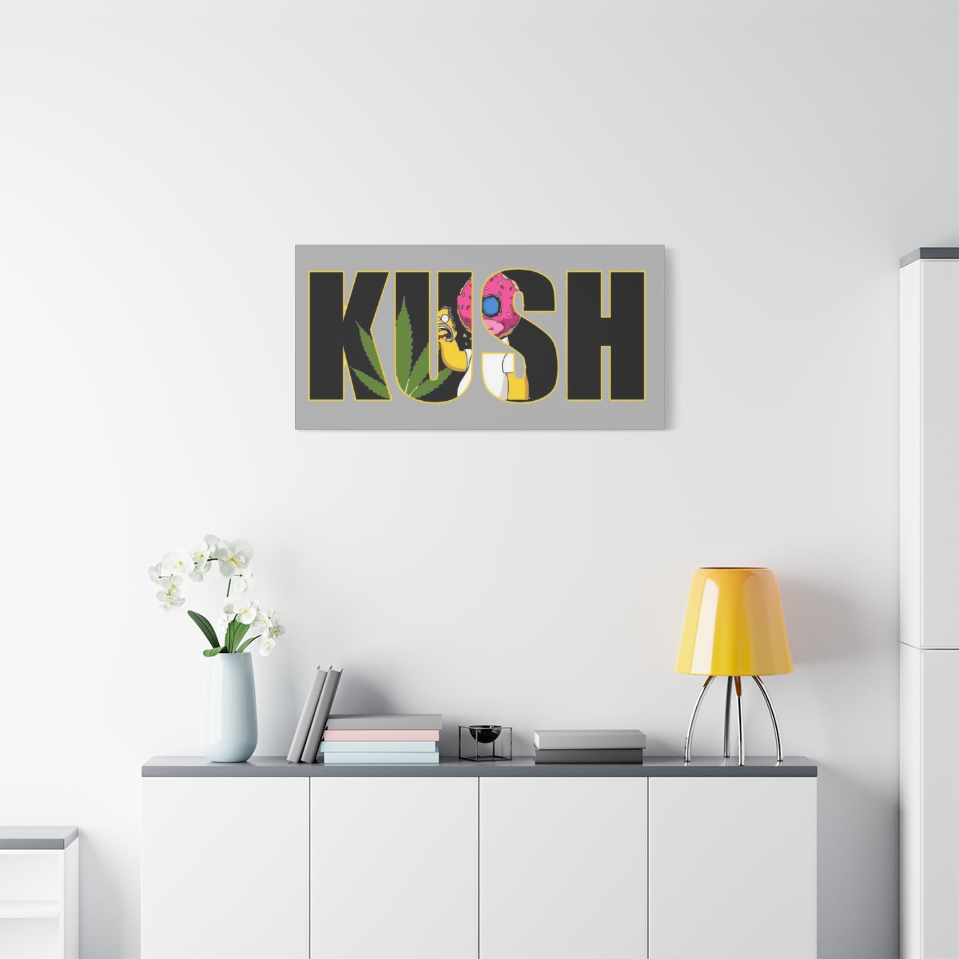 Colorful Cannabis KUSH Wall Art, Stretched Canvas Print, Unique Home Decor, Gift for Smokers, KUSH Design - VYBE Shop