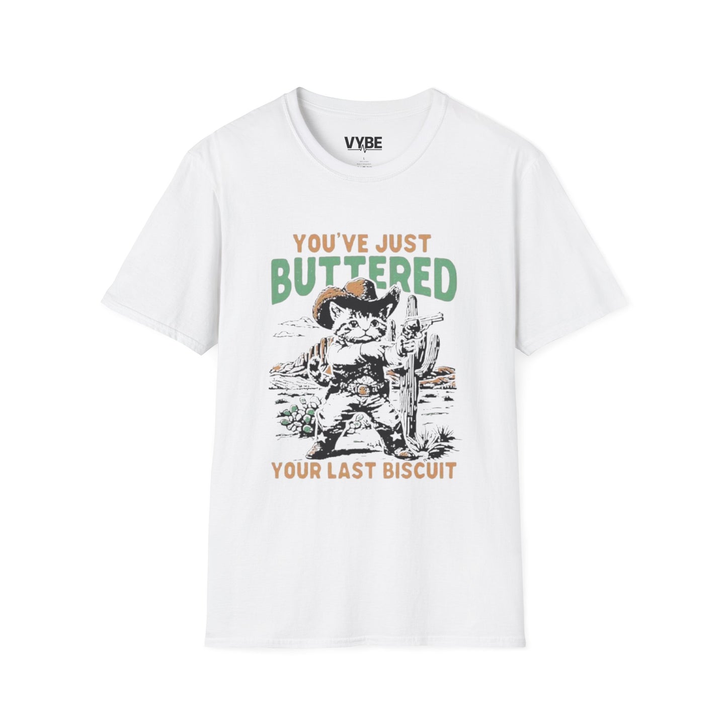 Funny- You've Just Buttered Your Last Biscuit T-shirt, Cute Cowboy Kitten Design - VYBE Shop