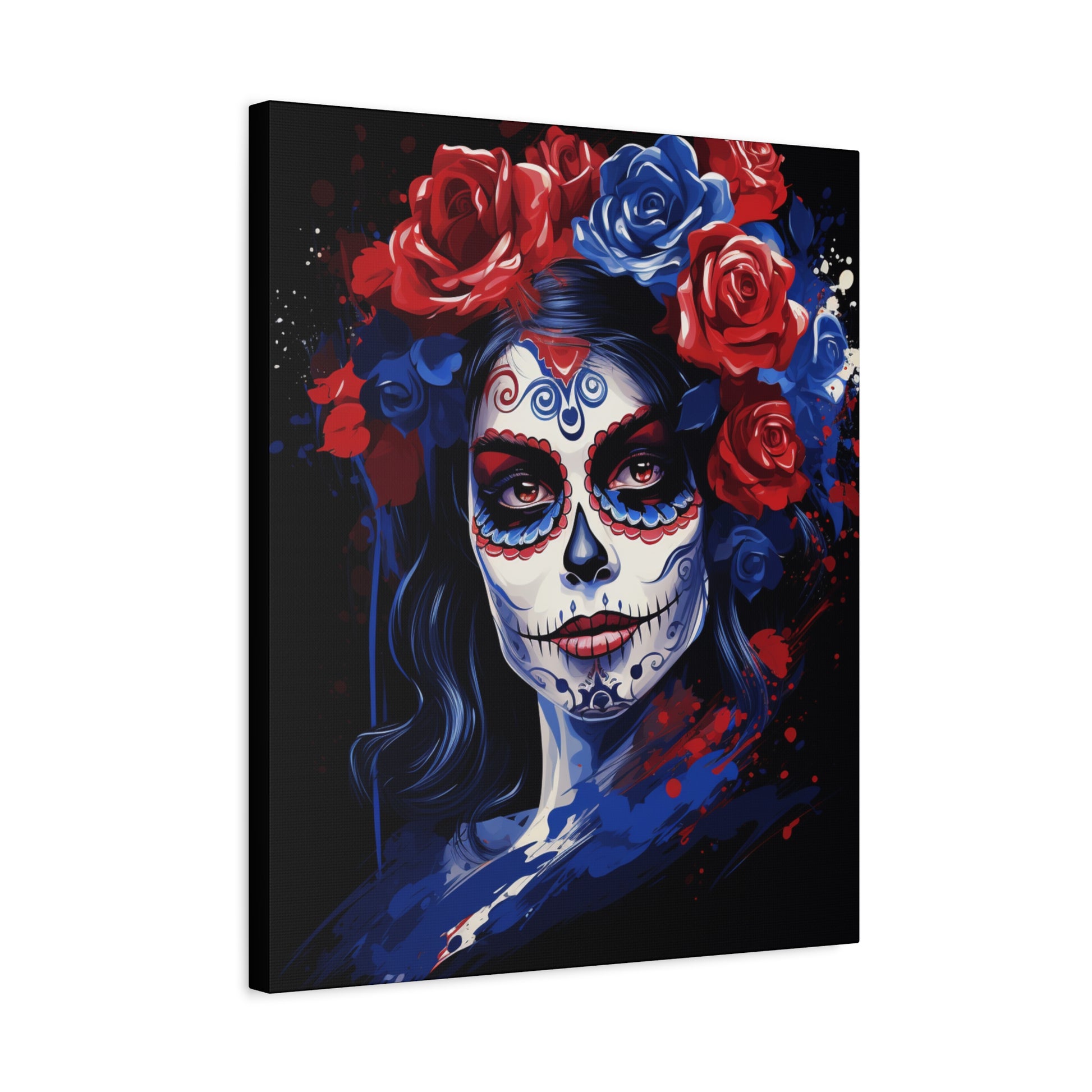 Canvas Art Print, Day of the Dead Decor, Floral Skull Artwork, Gothic Wall Art, Halloween Decoration, Unique Gift Idea, Mexican Tradition - VYBE Shop