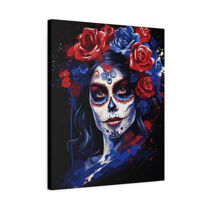 Canvas Art Print, Day of the Dead Decor, Floral Skull Artwork, Gothic Wall Art, Halloween Decoration, Unique Gift Idea, Mexican Tradition - VYBE Shop
