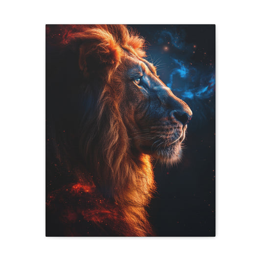 Galactic Lion Canvas Art Print, Cosmic Wall Decor, Animal Lover Gift, Unique Home Decoration, Inspirational Artwork - VYBE Shop