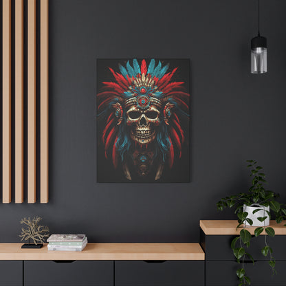 Bohemian Skull Canvas Print, Wall Art, Home Decor, Unique Gift, Ethnic Artwork, Colorful Wall Hanging - VYBE Shop