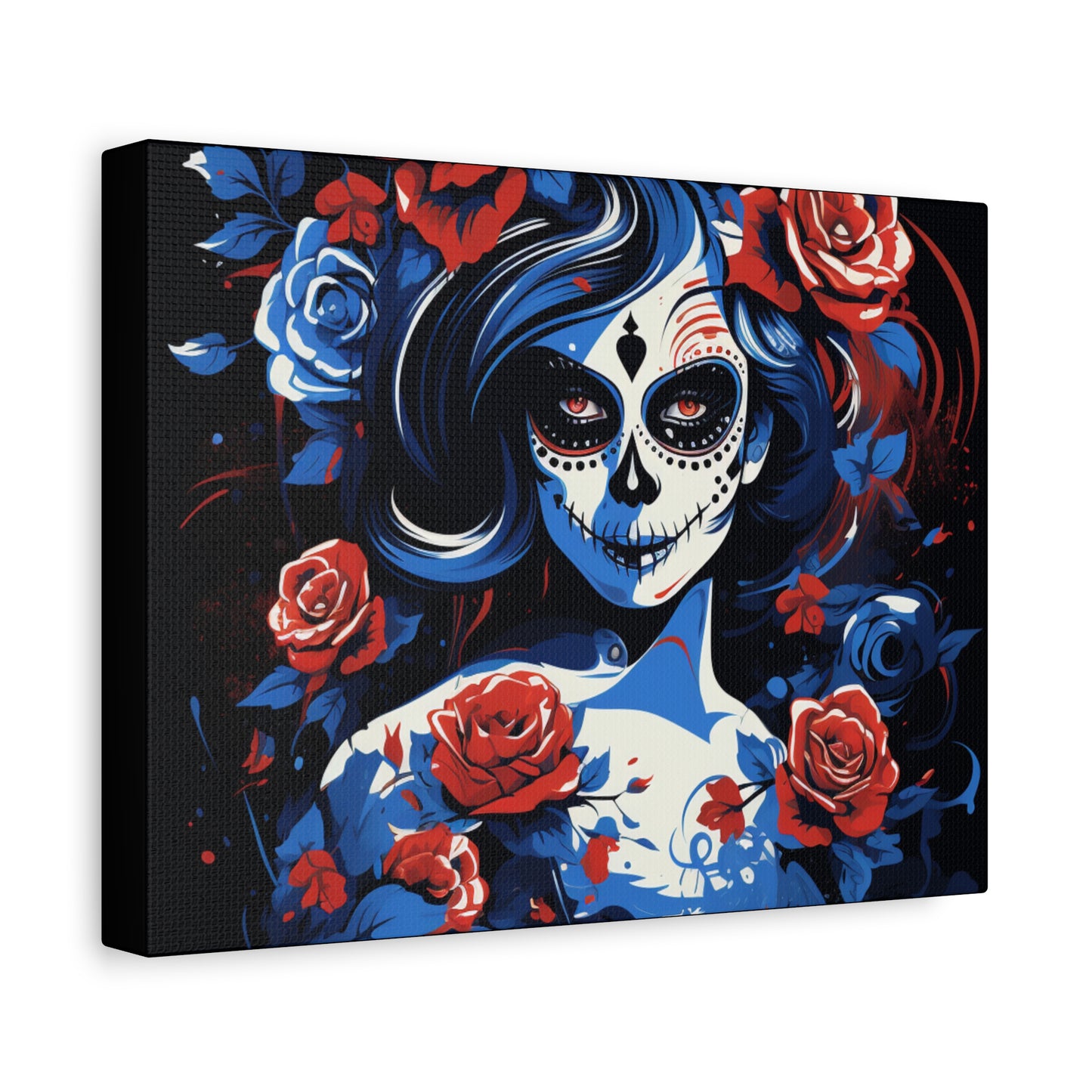 Stretched Canvas Art Print, Colorful Floral Skull Design, Wall Decor for Home, Dia de los Muertos, Gothic Vibe, Unique Gift, Art Lovers - VYBE Shop