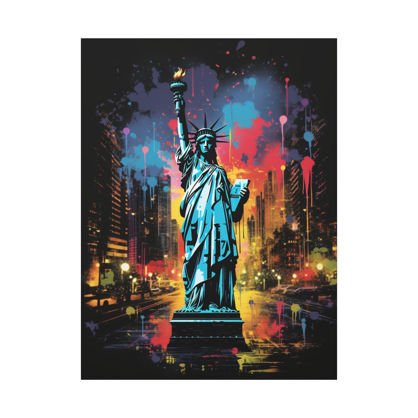 Colorful Liberty Canvas Wall Art, New York City Decor, Gift for Patriot, Home Office Wall Art, Vibrant Modern Artwork - VYBE Shop