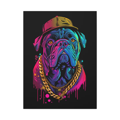 Neon Bulldog Canvas Art, Colorful Dog Wall Decor, Funky Pet Portrait, Dog Lover Gift, Unique Home Decoration - VYBE Shop