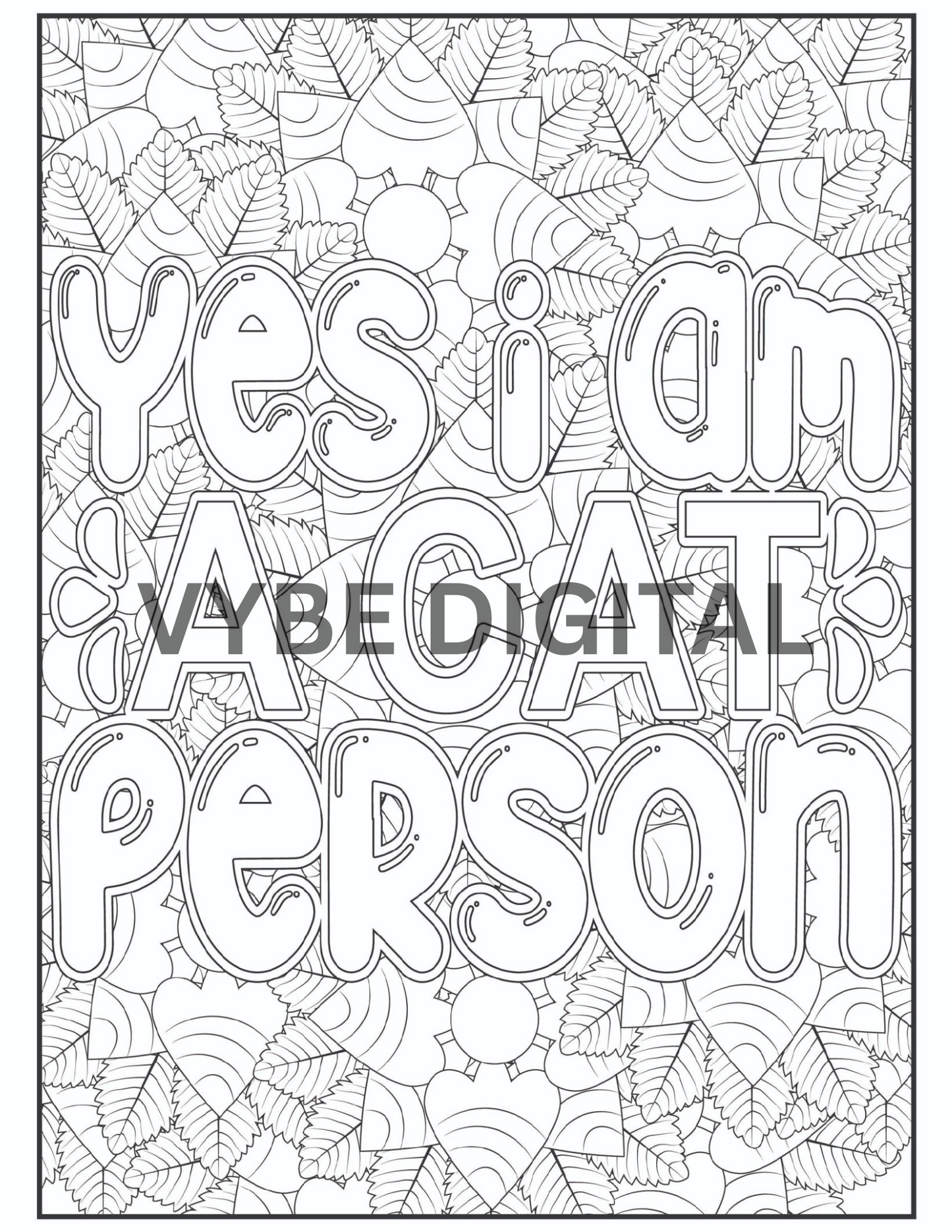Cat Quotes Coloring Book - 40 Fun and Inspirational Coloring Pages - VYBE Shop