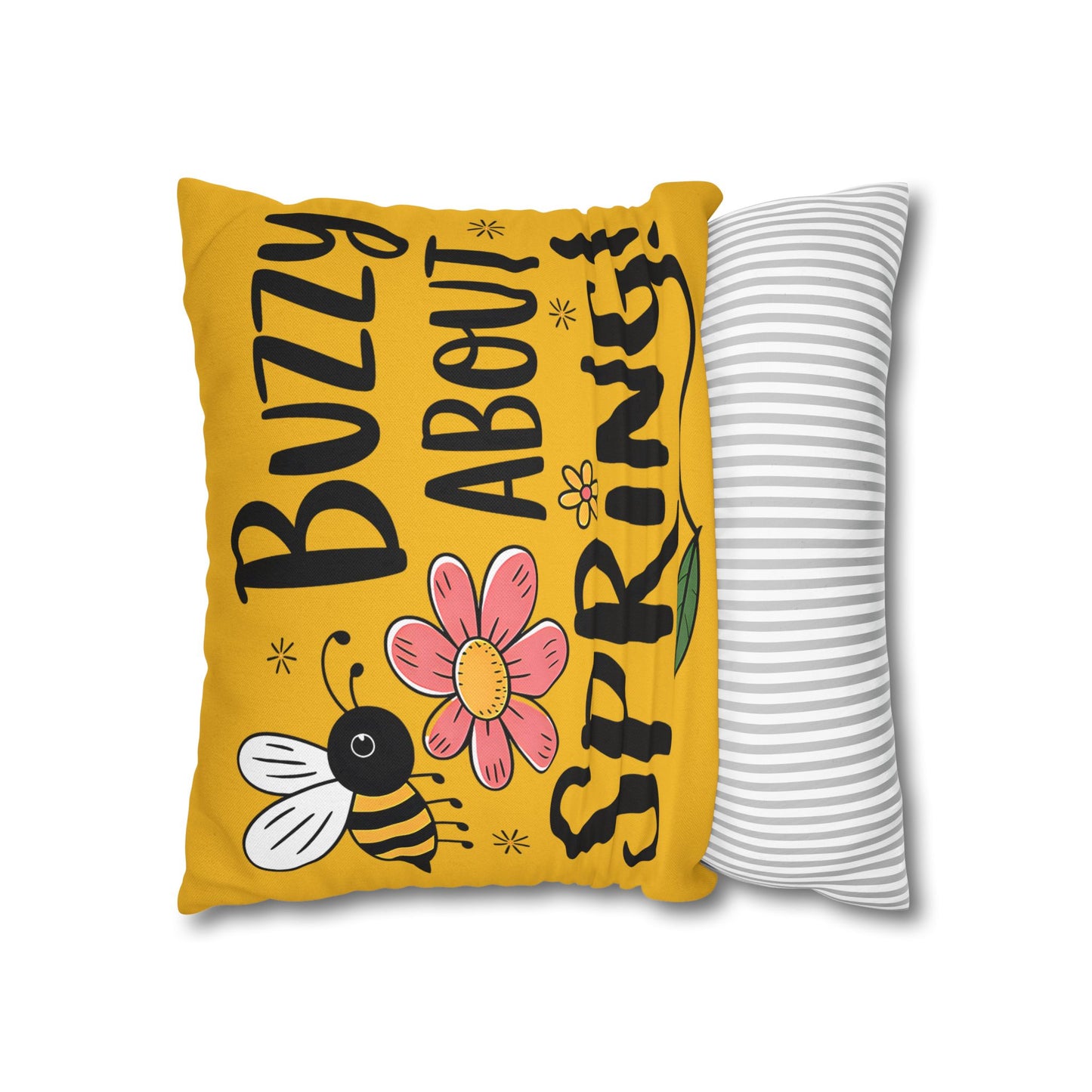 Buzzing Spring Pillowcase - Bee Themed Decorative Cushion Cover for Spring Home Decor and Floral Accent Gifts - VYBE Shop