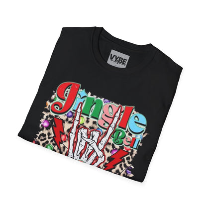 Christmas- Festive Rockin' Unisex T-Shirt Cute Edgy Skeleton Christmas Gift - VYBE Shop
