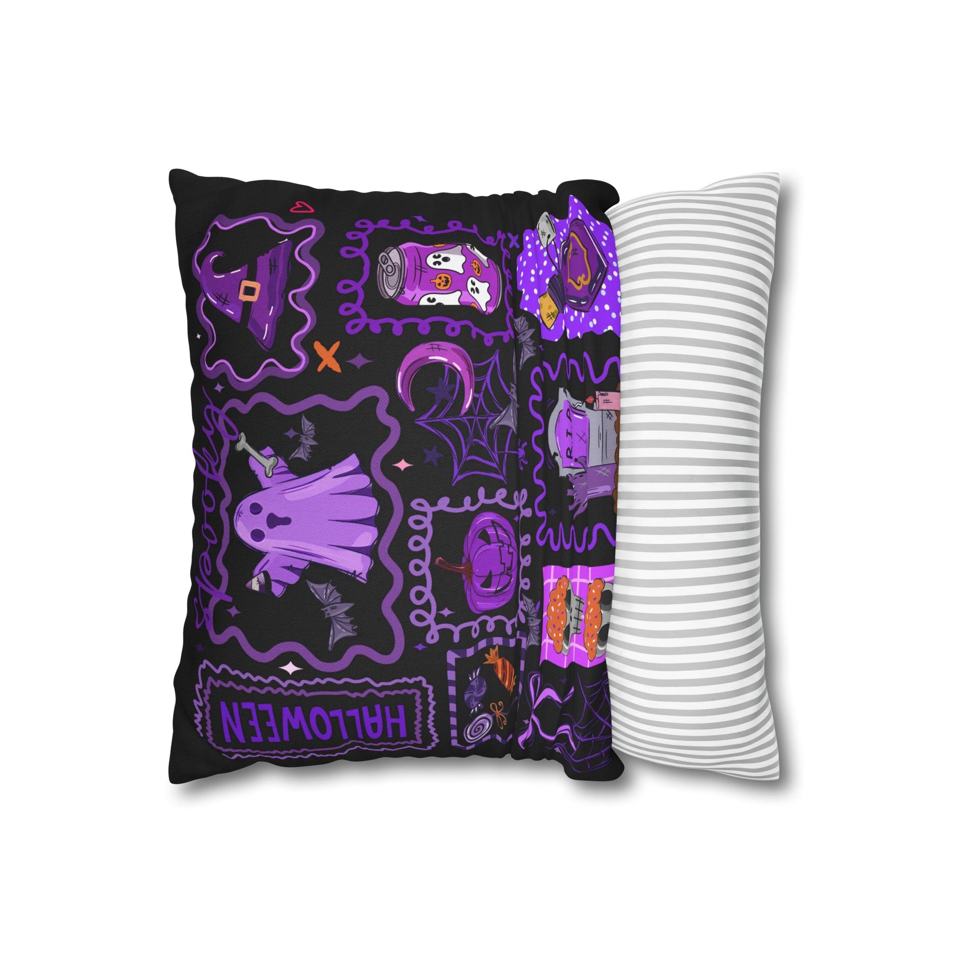 Halloween Pillowcase - Spooky Home Decor Cushion Cover with Ghost and Pumpkin Design - VYBE Shop