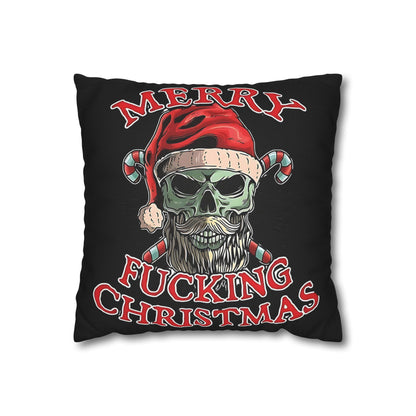 Gothic Christmas Pillowcase - Merry F***ing Christmas Cushion Cover, Edgy Holiday Decor & Unique Gift - VYBE Shop