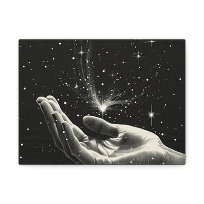 Stretched Canvas Wall Art, Celestial Hand Design, Spiritual Home Decor, Modern Art for Living Room, Gift for Space Lovers - VYBE Shop