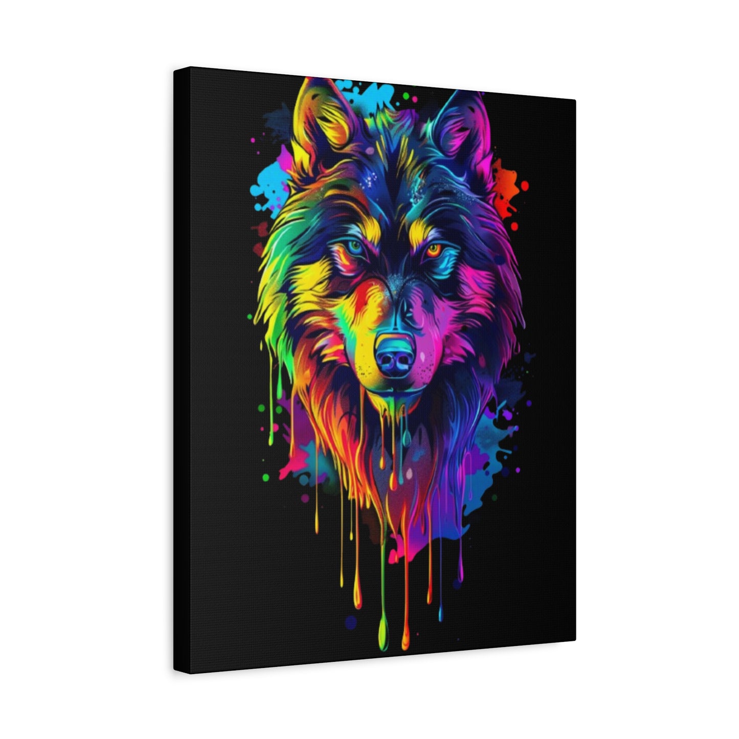 Neon Wolf Canvas Wall Art, Colorful Animal Decor, Home Office Decoration, Unique Gift for Nature Lovers, Modern Art Print, Wildlife [...] - VYBE Shop