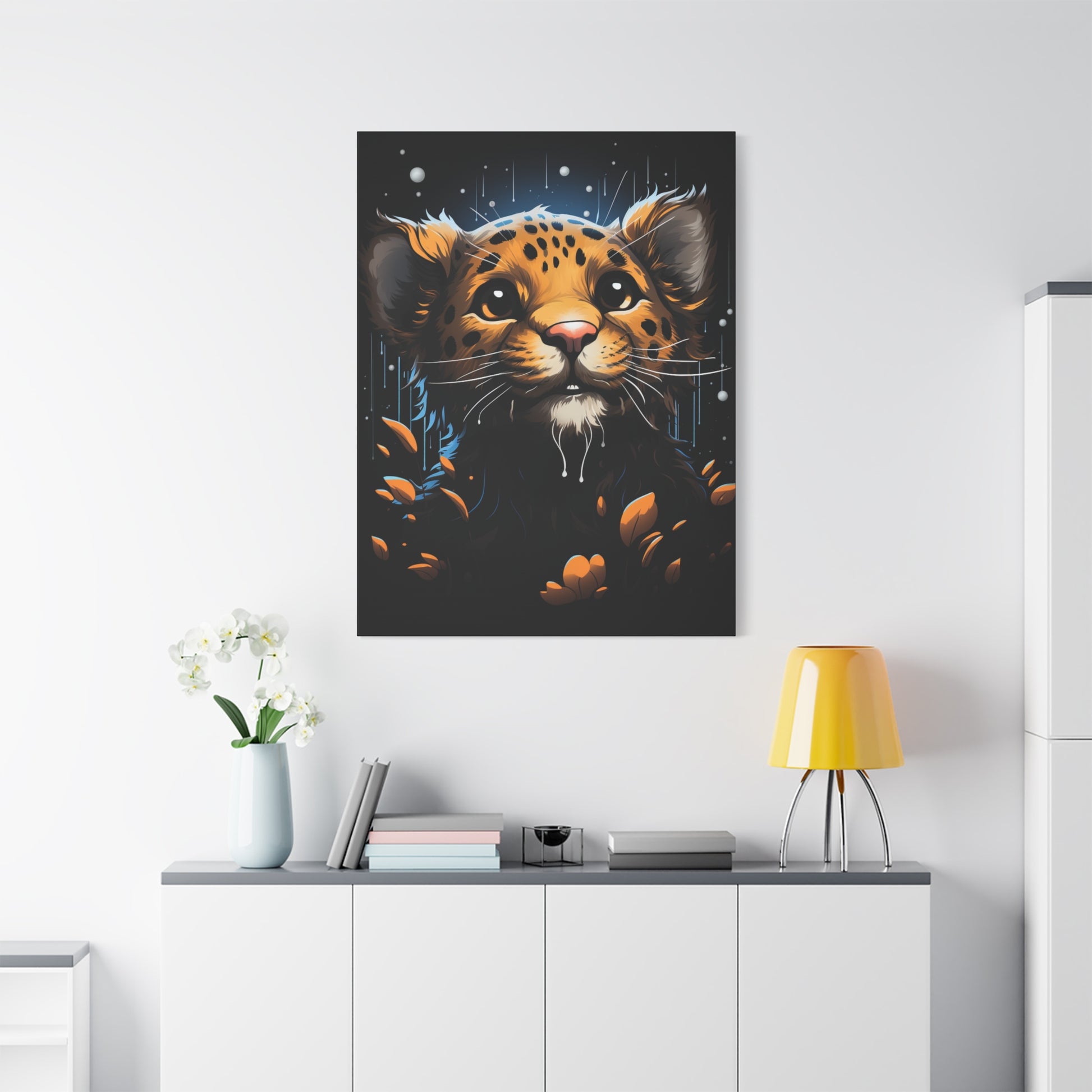 Playful Leopard Canvas Art Print, Cute Animal Wall Decor, Children's Room Decoration, Gift for Animal Lovers, Wild Animal Print - VYBE Shop
