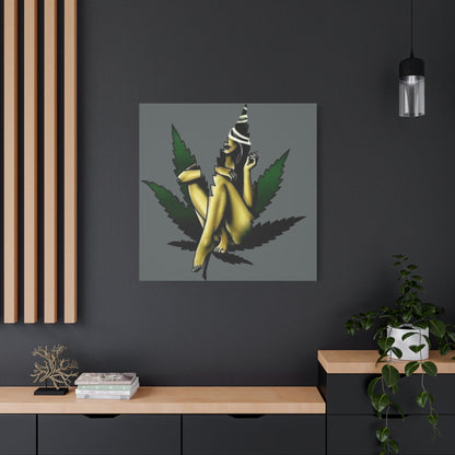 Artistic Cannabis Wall Canvas, Stretched Wall Art, Home Decor, Unique Gift, Bohemian Vibe, Chill Atmosphere - VYBE Shop