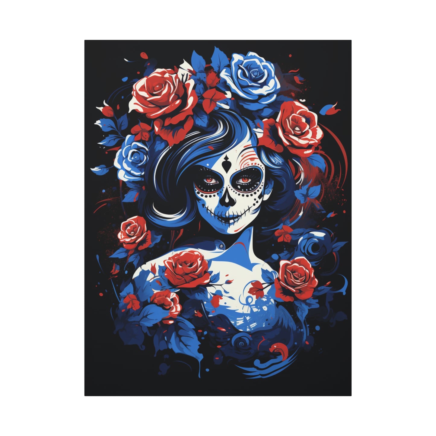 Stretched Canvas Art Print, Colorful Floral Skull Design, Wall Decor for Home, Dia de los Muertos, Gothic Vibe, Unique Gift, Art Lovers - VYBE Shop